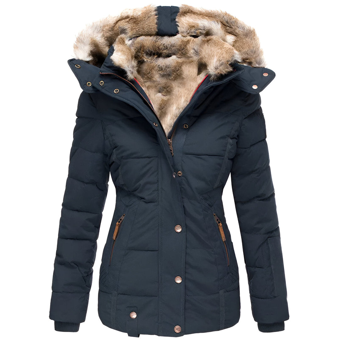 Women's Slim Fit Hooded Puffer Jacket, Warm Winter Outerwear, Stylish Design