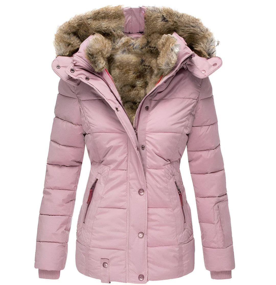 Women's Slim Fit Hooded Puffer Jacket, Warm Winter Outerwear, Stylish Design