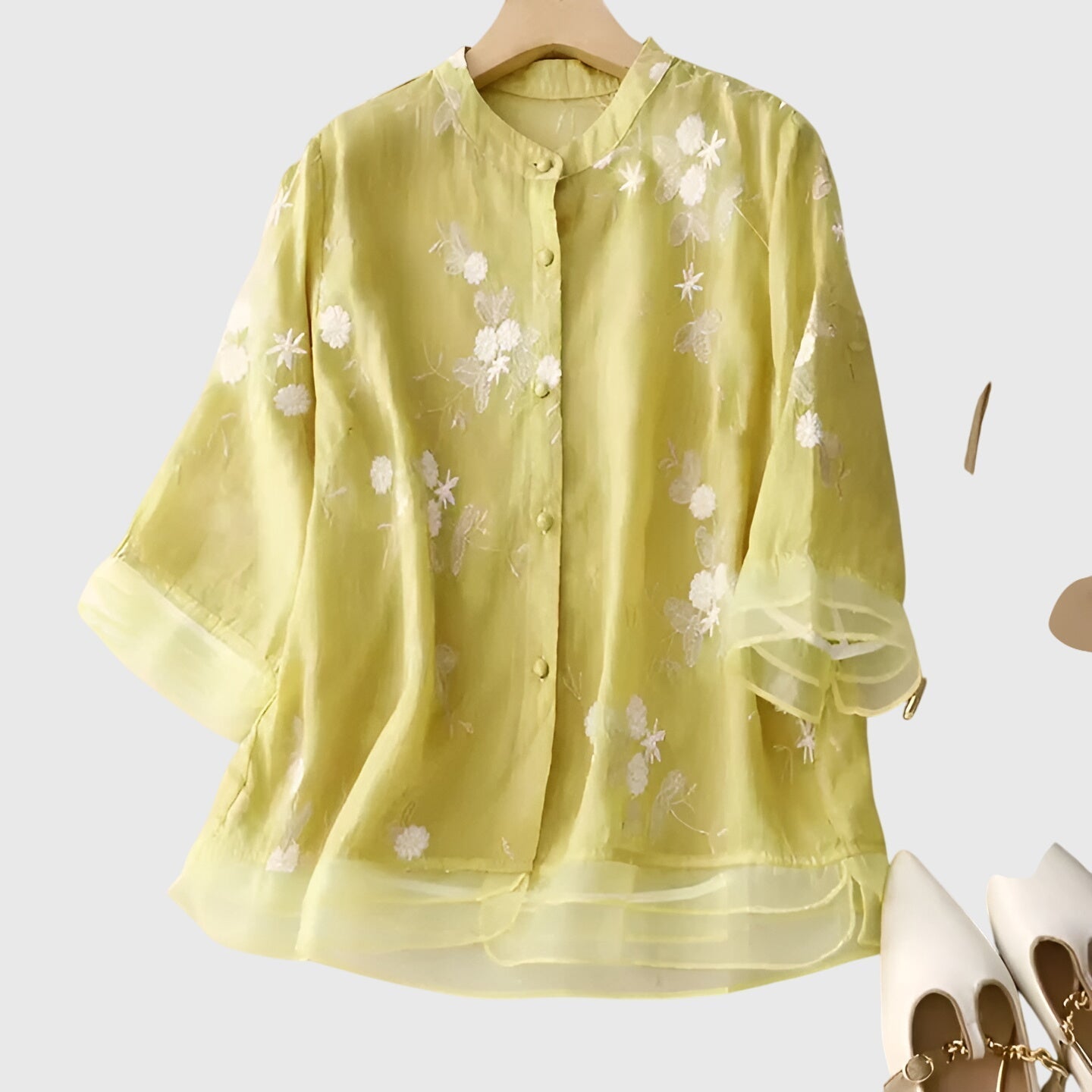 Elegant Nellie Top with Embroidered Floral Design - Stylish Women's Blouse