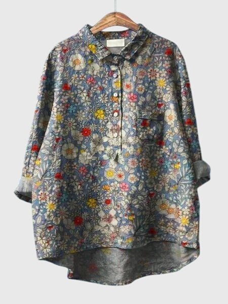 Valeria Floral Print Blouse - Women's Stylish Floral Top for Spring & Summer Fashion
