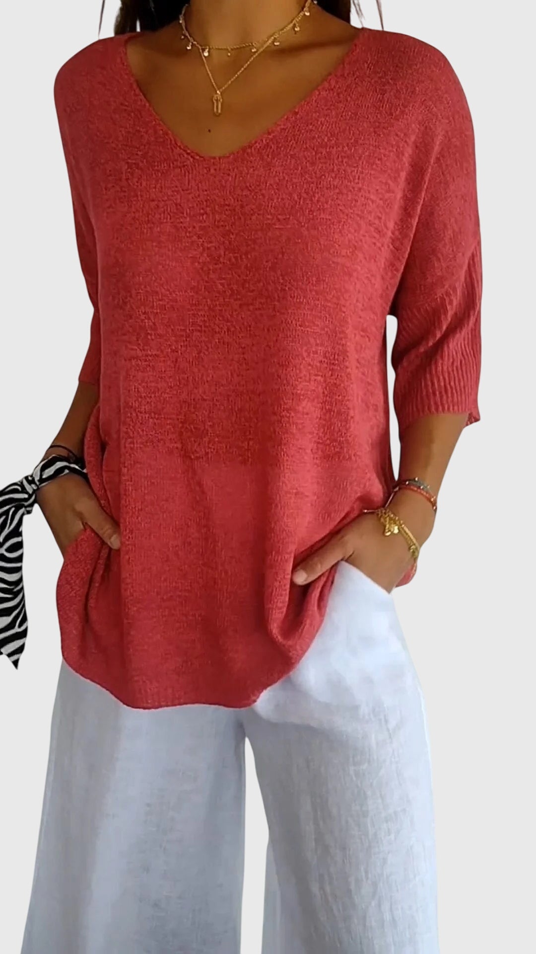 Elegant V-Neck Top for Women - Cassandra Collection | Stylish & Versatile Fashion Blouse