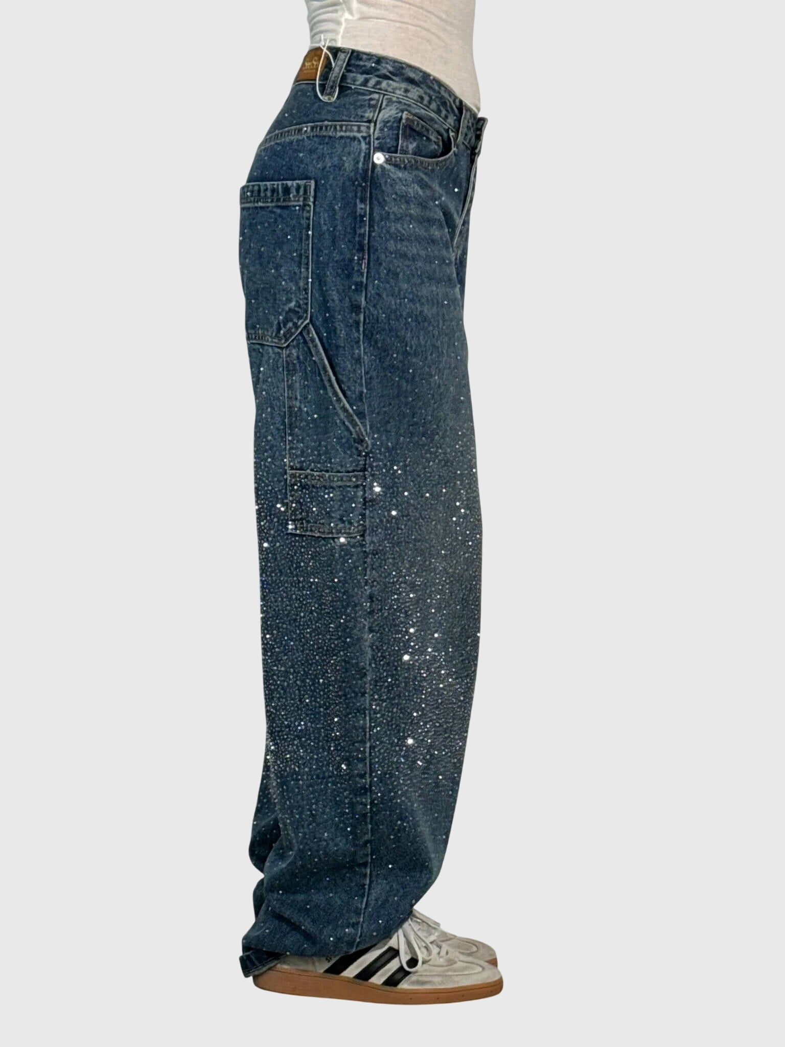 Kimberly Women's Sparkle Diamond Denim Pants - Stylish & Trendy Denim with Glittering Accents