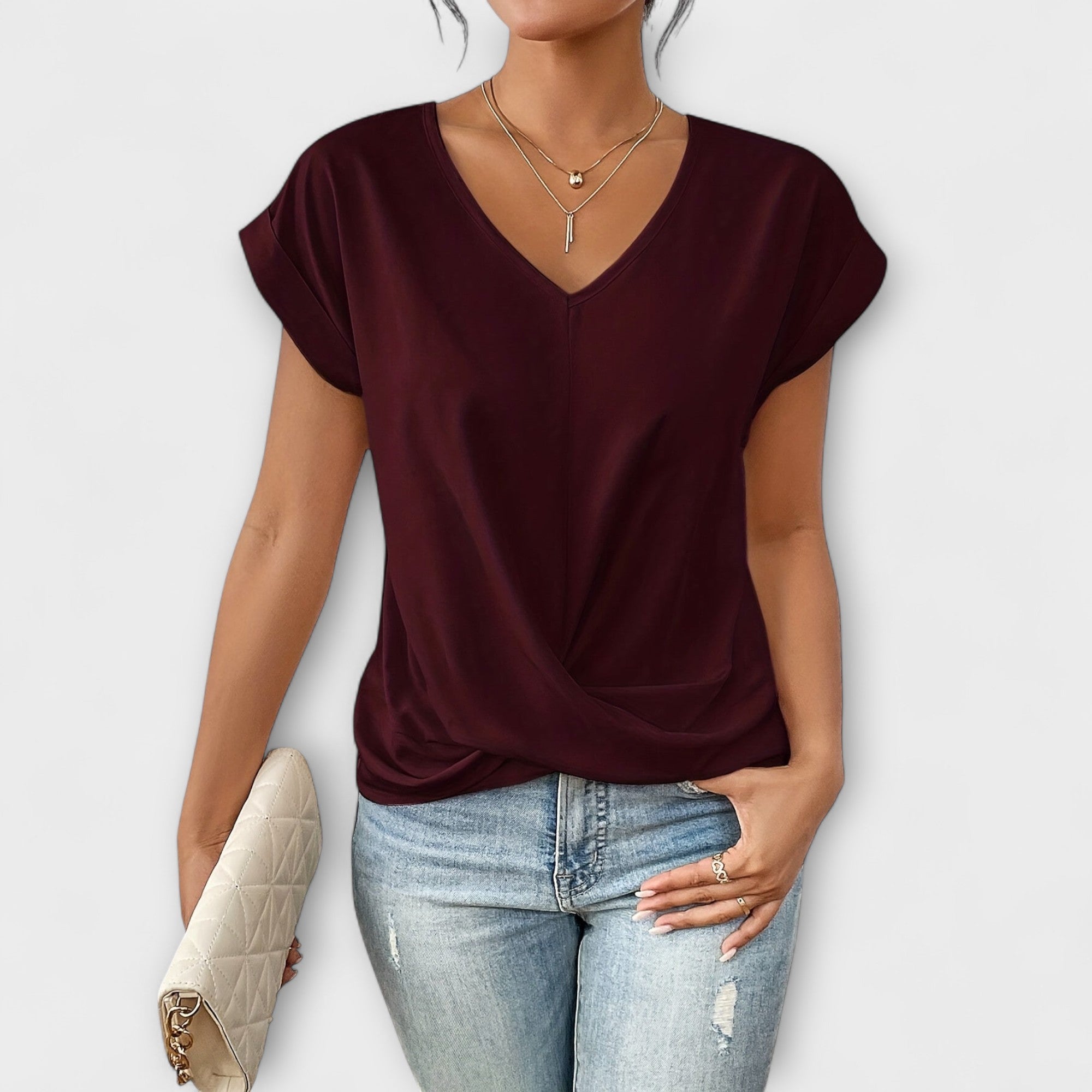 Elegant V-Neck Top for Women | Carlinda Stylish Blouse | Perfect for Casual & Formal Wear