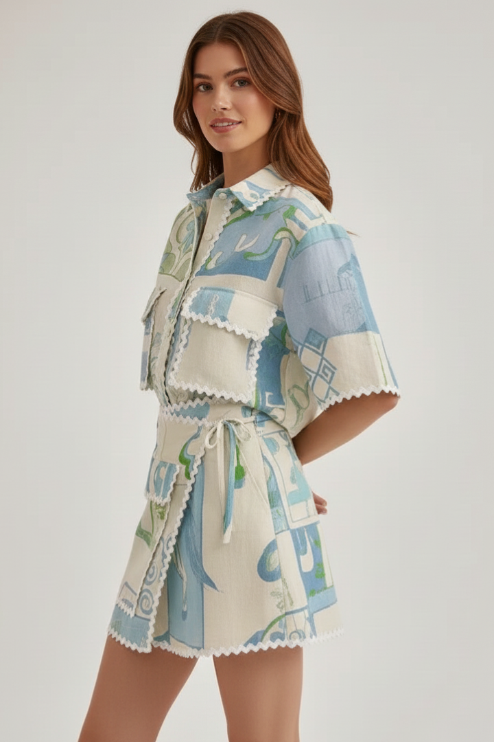 Harper Women's Patchwork Two-Piece Shorts Set | Stylish Summer Outfit | Trendy Casual Wear