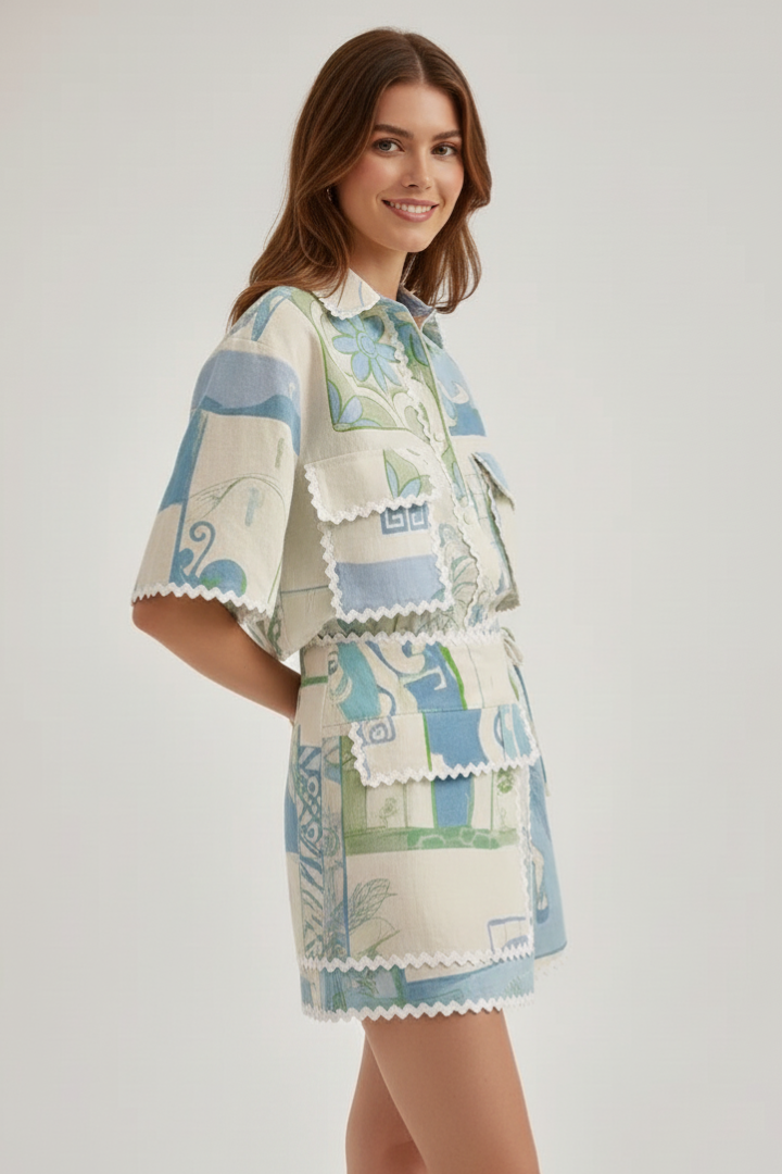 Harper Women's Patchwork Two-Piece Shorts Set | Stylish Summer Outfit | Trendy Casual Wear