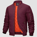 Men's Casual Zip-Up Bomber Jacket with Multi-Pockets and Warm Lining – Lightweight Polyester for Winter and All Seasons