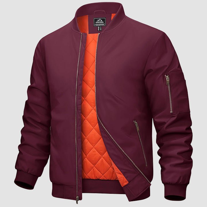 Men's Casual Zip-Up Bomber Jacket with Multi-Pockets and Warm Lining – Lightweight Polyester for Winter and All Seasons