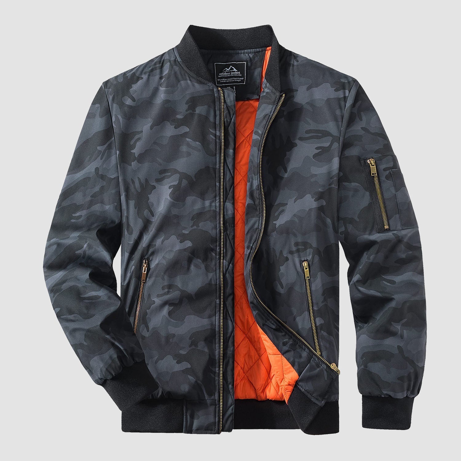 Men's Casual Zip-Up Bomber Jacket with Multi-Pockets and Warm Lining – Lightweight Polyester for Winter and All Seasons