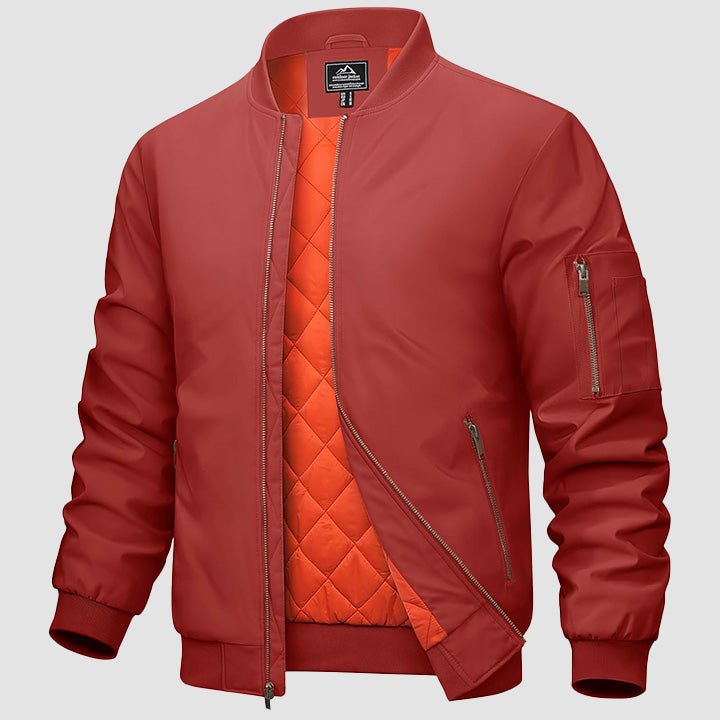 Men's Casual Zip-Up Bomber Jacket with Multi-Pockets and Warm Lining – Lightweight Polyester for Winter and All Seasons