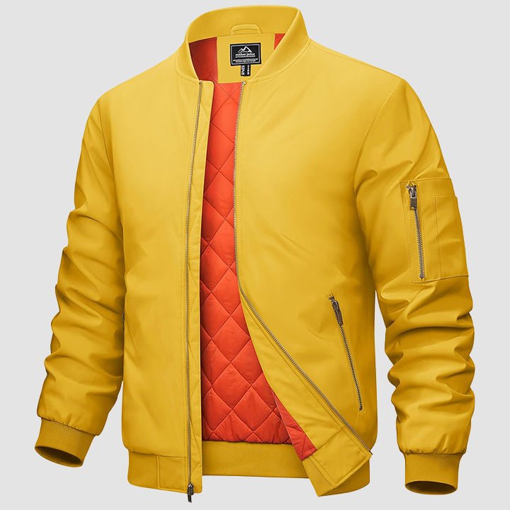 Men's Casual Zip-Up Bomber Jacket with Multi-Pockets and Warm Lining – Lightweight Polyester for Winter and All Seasons