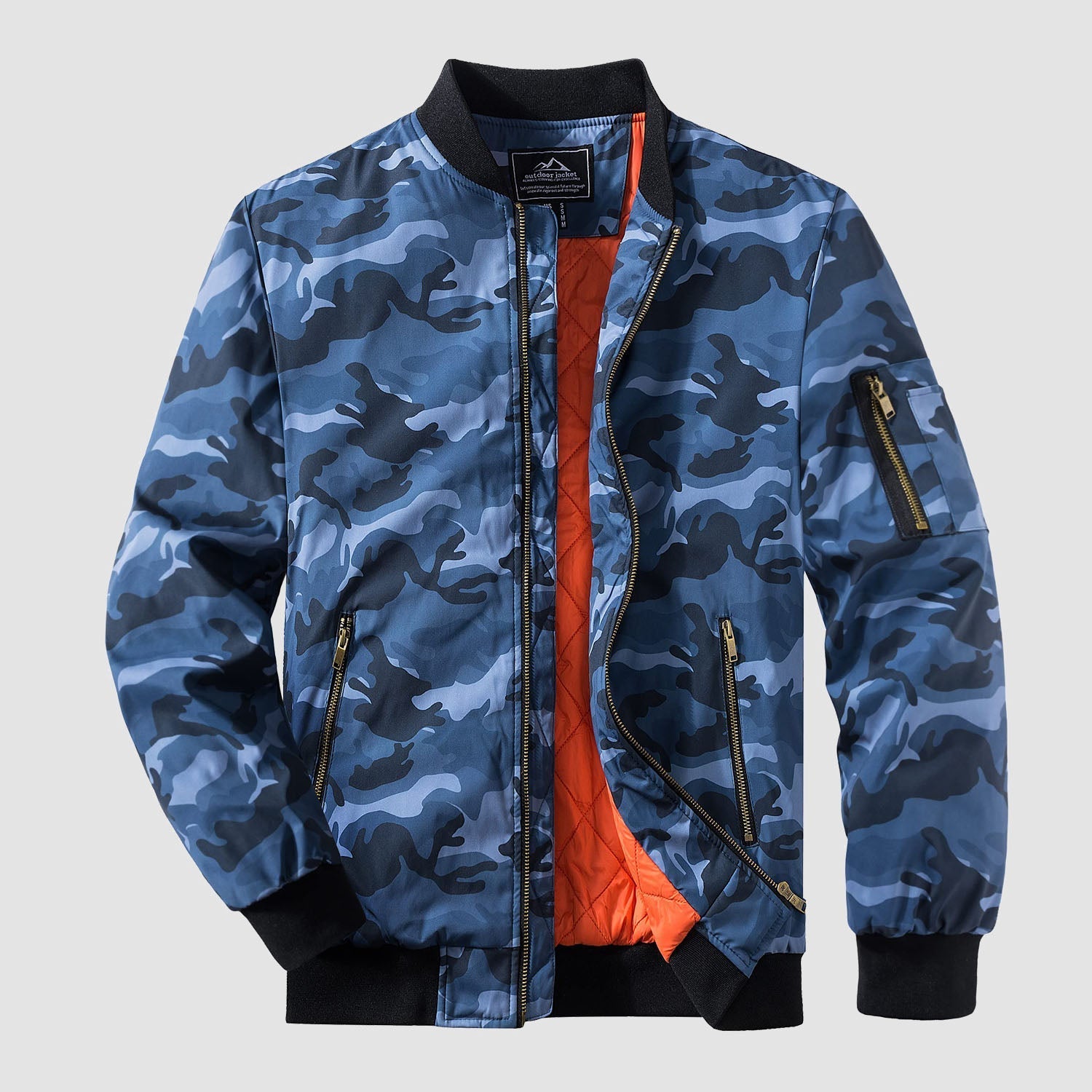 Men's Casual Zip-Up Bomber Jacket with Multi-Pockets and Warm Lining – Lightweight Polyester for Winter and All Seasons