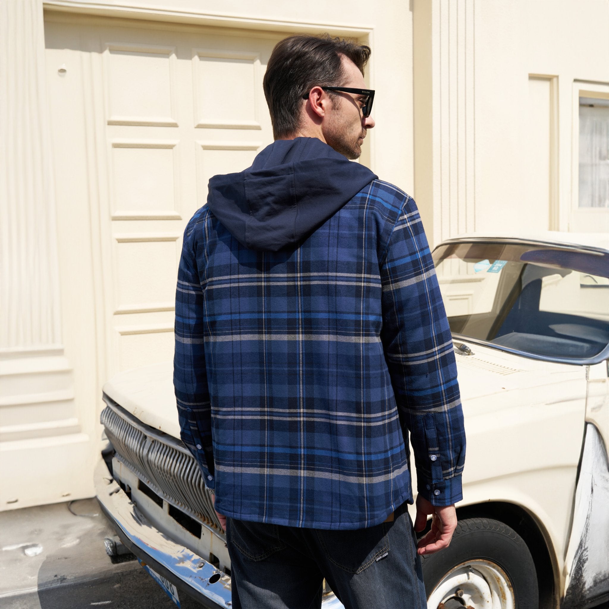 Men's Flannel Jacket with Removable Hood, 5 Pockets, Warm Cotton and Polyester Lining - Ideal Men's Winter Jacket for Casual Wear