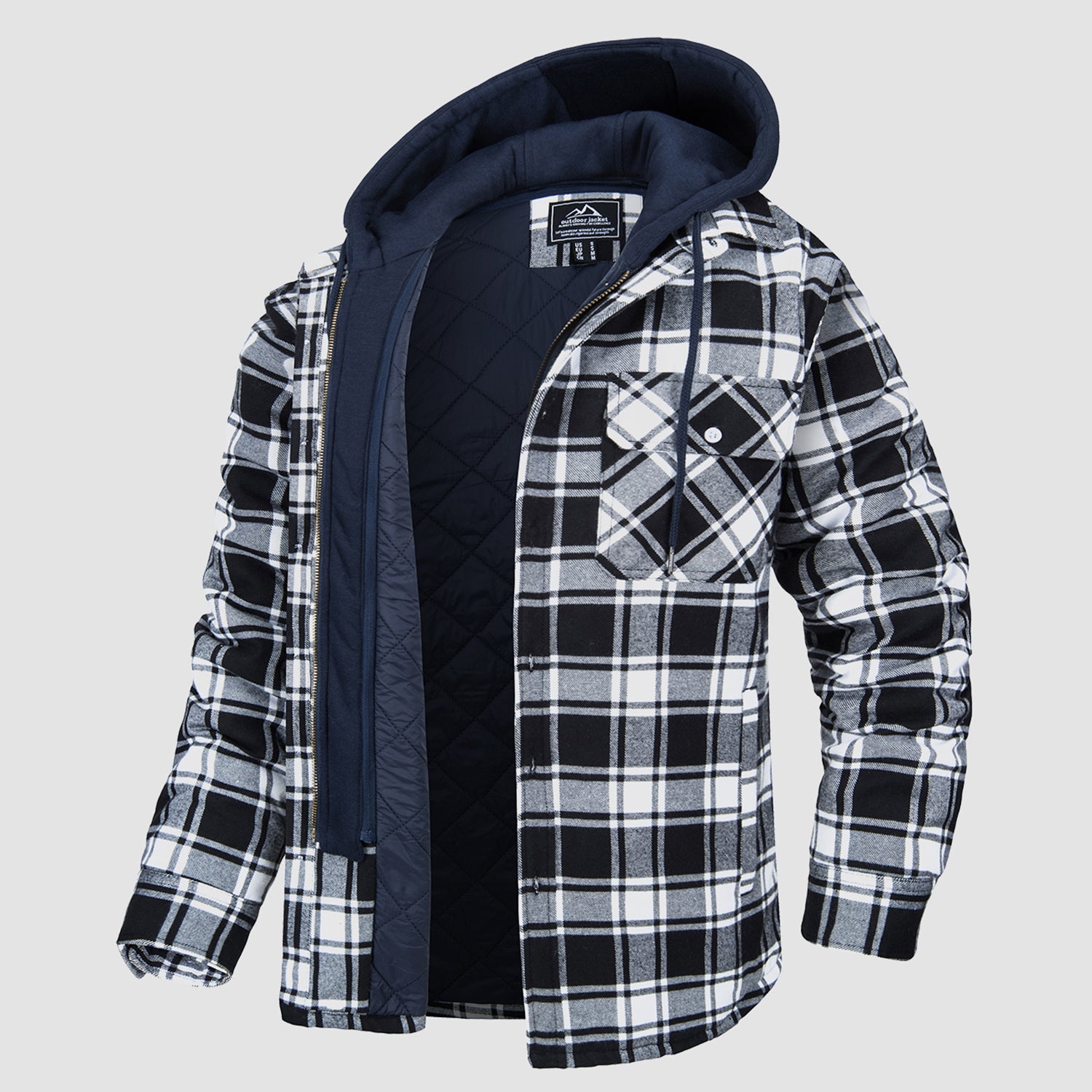 Men's Flannel Jacket with Removable Hood, 5 Pockets, Warm Cotton and Polyester Lining - Ideal Men's Winter Jacket for Casual Wear
