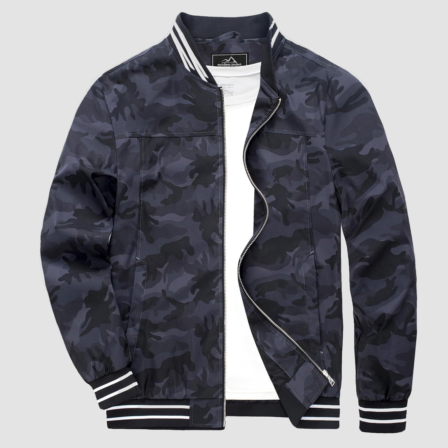 Men's Lightweight Casual Bomber Jacket with Multi-Pockets – Durable Windbreaker for Outdoor Activities