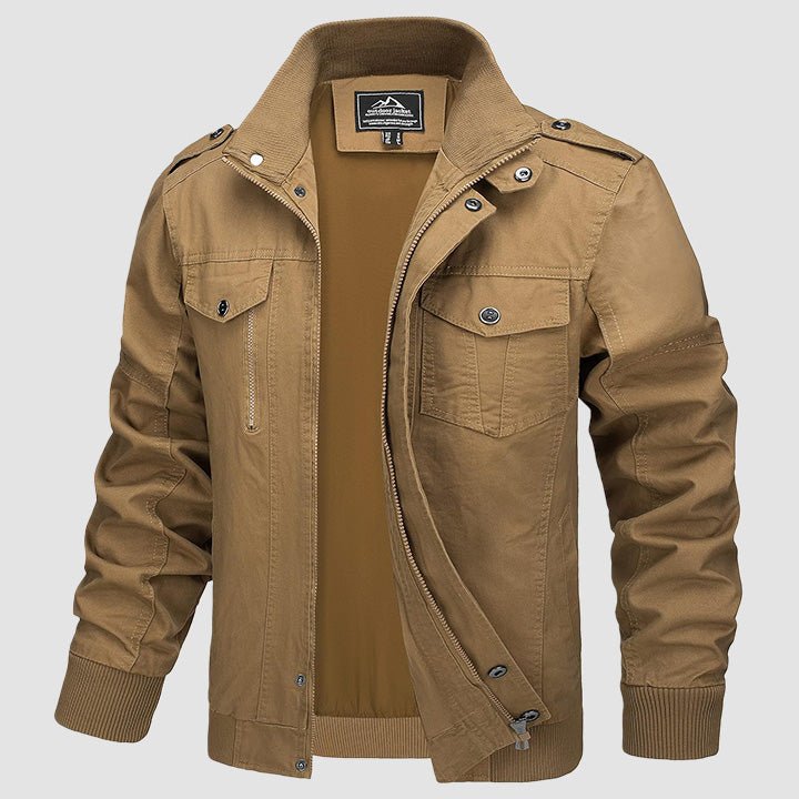 Men's Lightweight Cotton Cargo Jacket with Fleece Lining and 4 Pockets – Breathable Fall Coat for Outdoor Activities