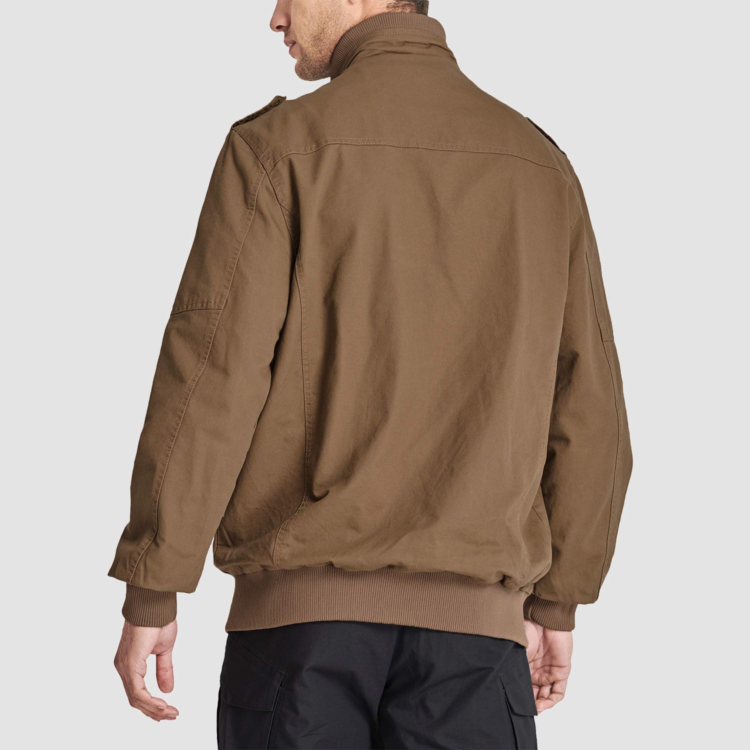 Men's Lightweight Cotton Cargo Jacket with Fleece Lining and 4 Pockets – Breathable Fall Coat for Outdoor Activities