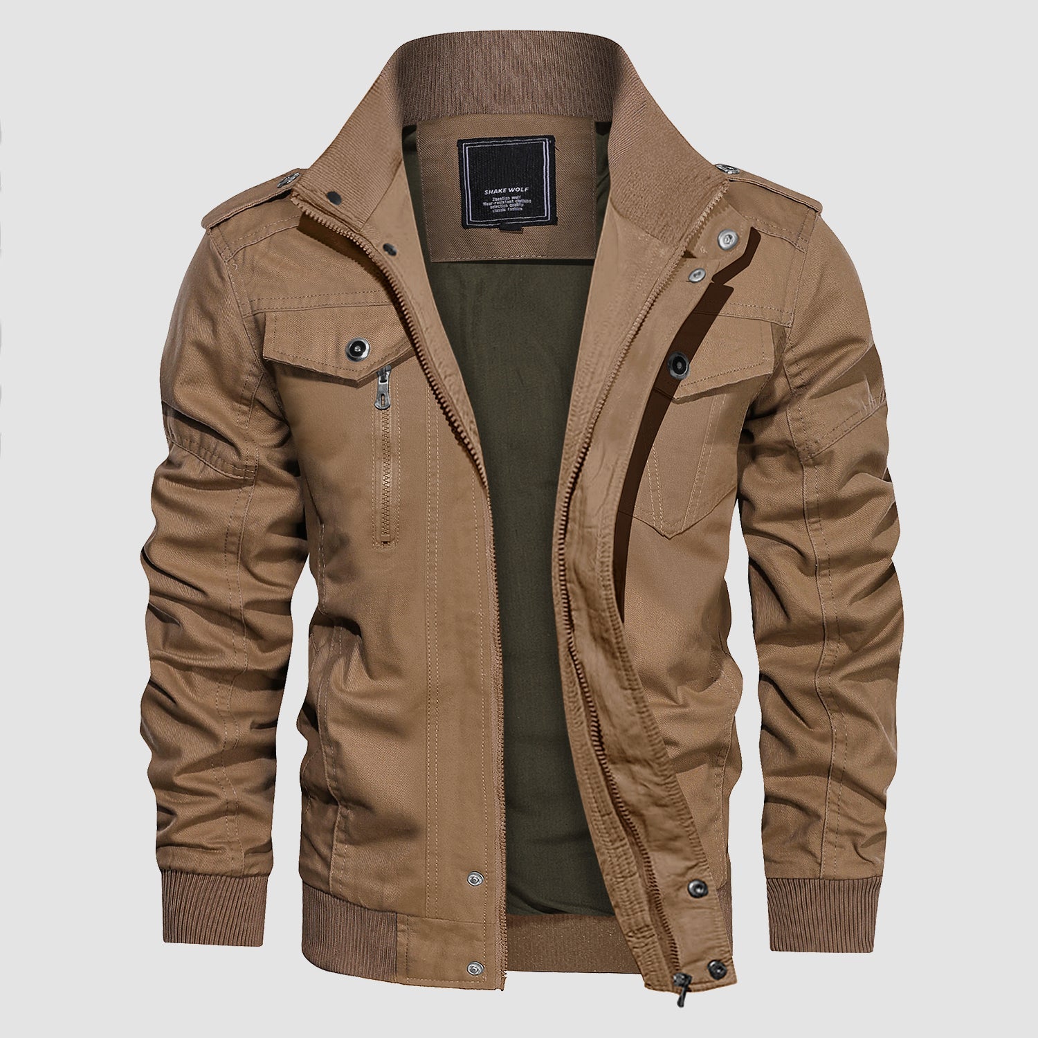 Men's Lightweight Cotton Cargo Jacket with Fleece Lining and 4 Pockets – Breathable Fall Coat for Outdoor Activities