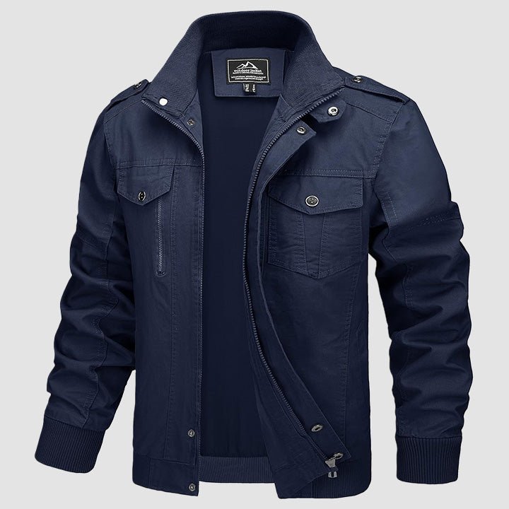 Men's Lightweight Cotton Cargo Jacket with Fleece Lining and 4 Pockets – Breathable Fall Coat for Outdoor Activities