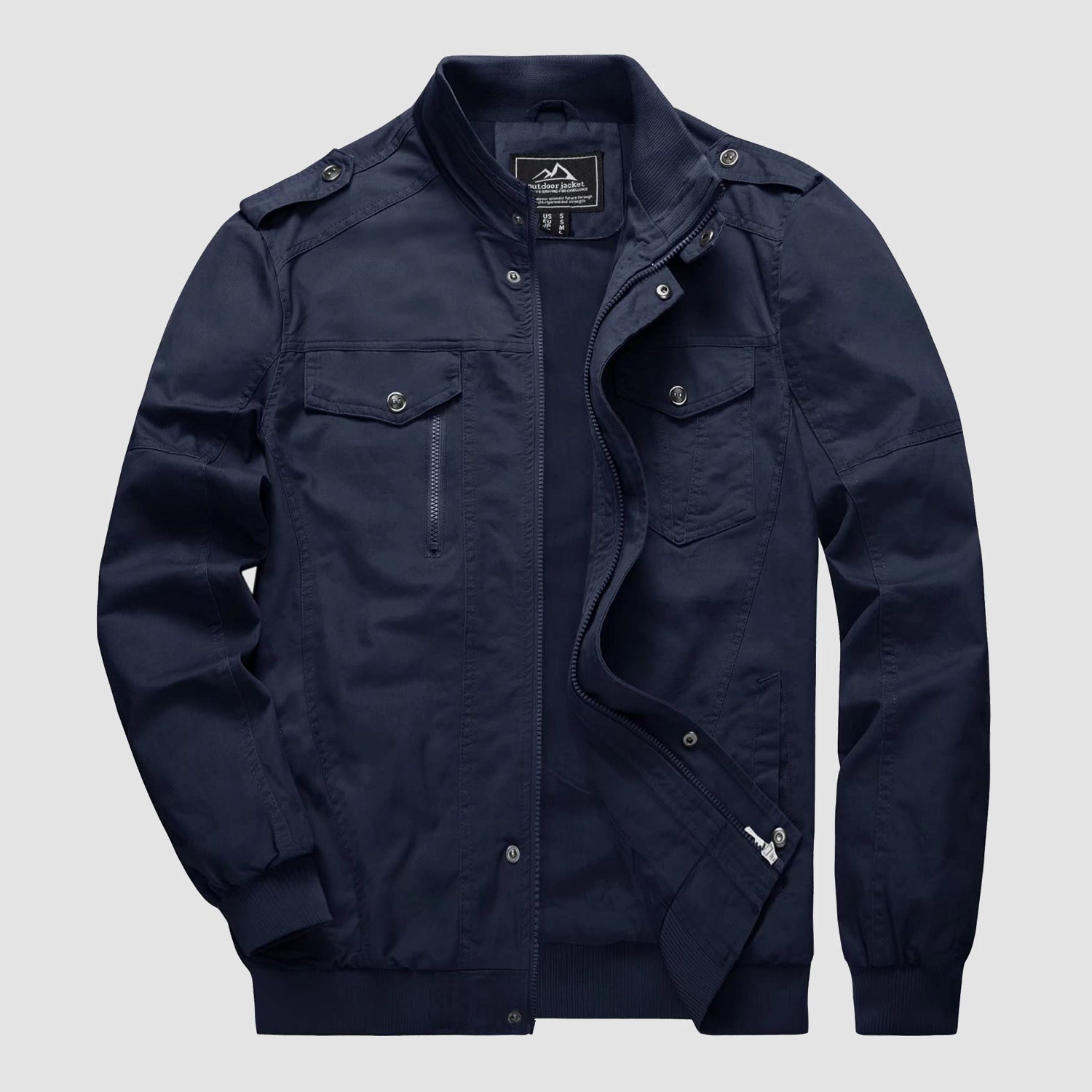 Men's Lightweight Cotton Cargo Jacket with Fleece Lining and 4 Pockets – Breathable Fall Coat for Outdoor Activities
