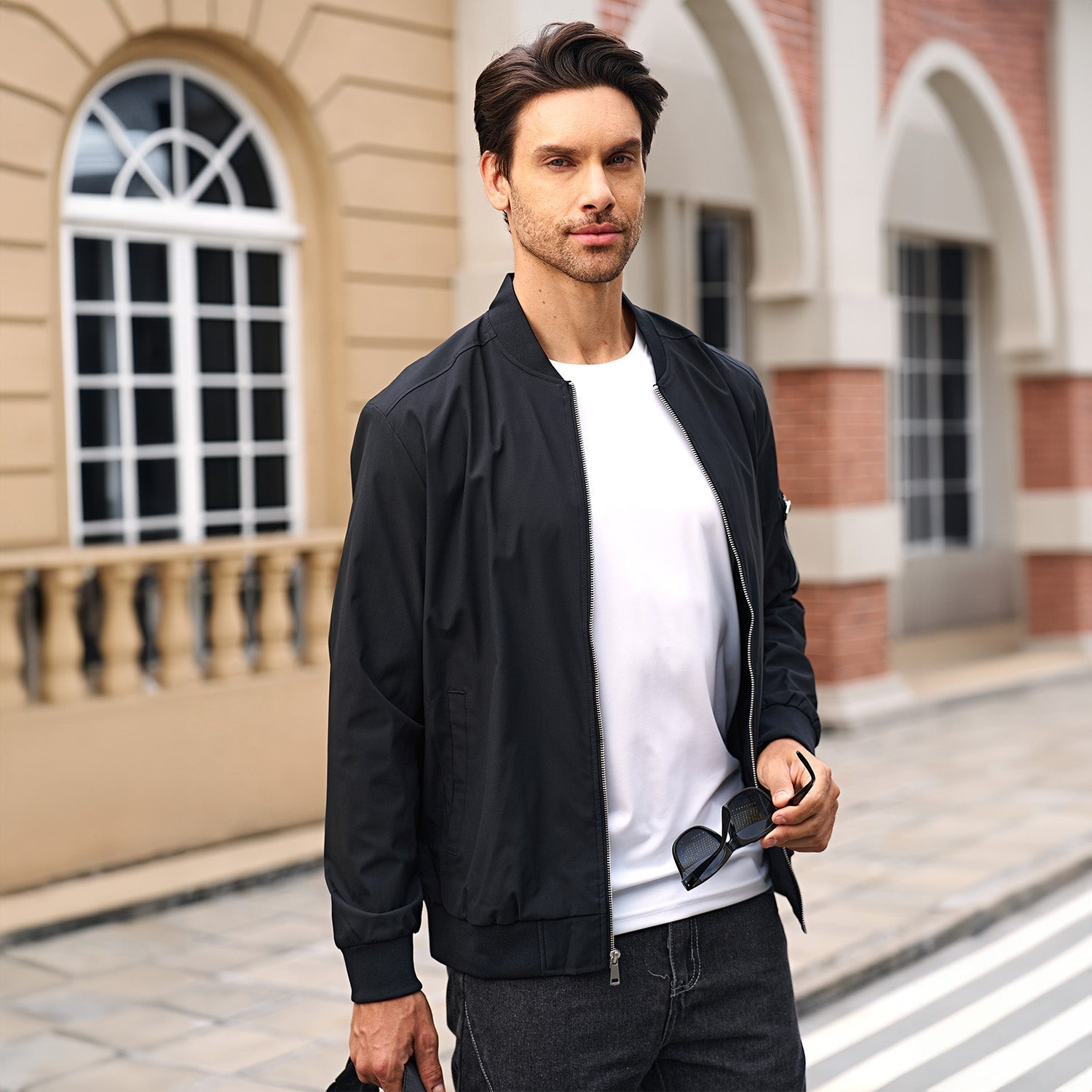 Men's Lightweight Windproof Bomber Jacket with Multi-Pockets – Casual Spring/Fall Outerwear for Men