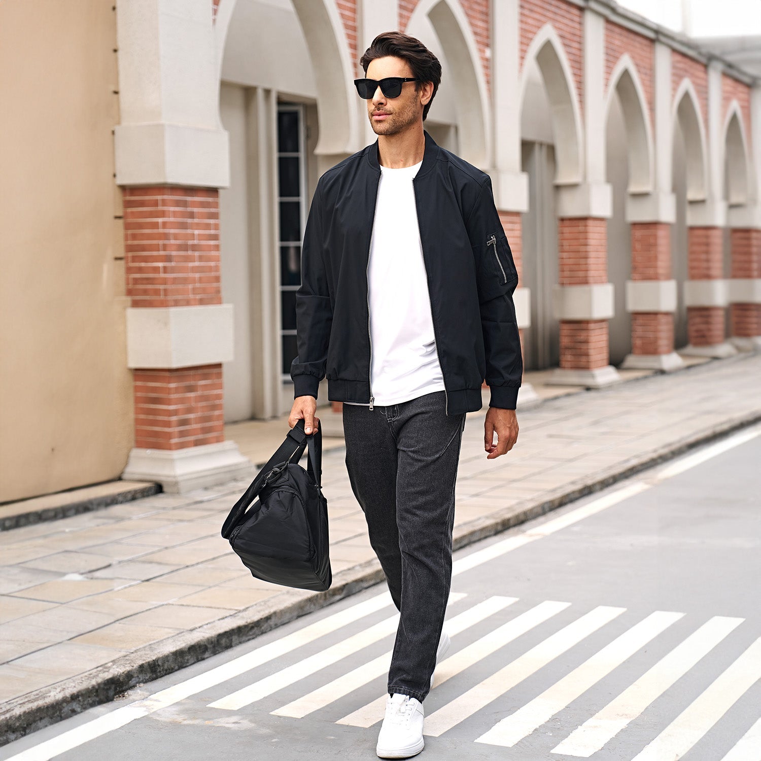 Men's Lightweight Windproof Bomber Jacket with Multi-Pockets – Casual Spring/Fall Outerwear for Men