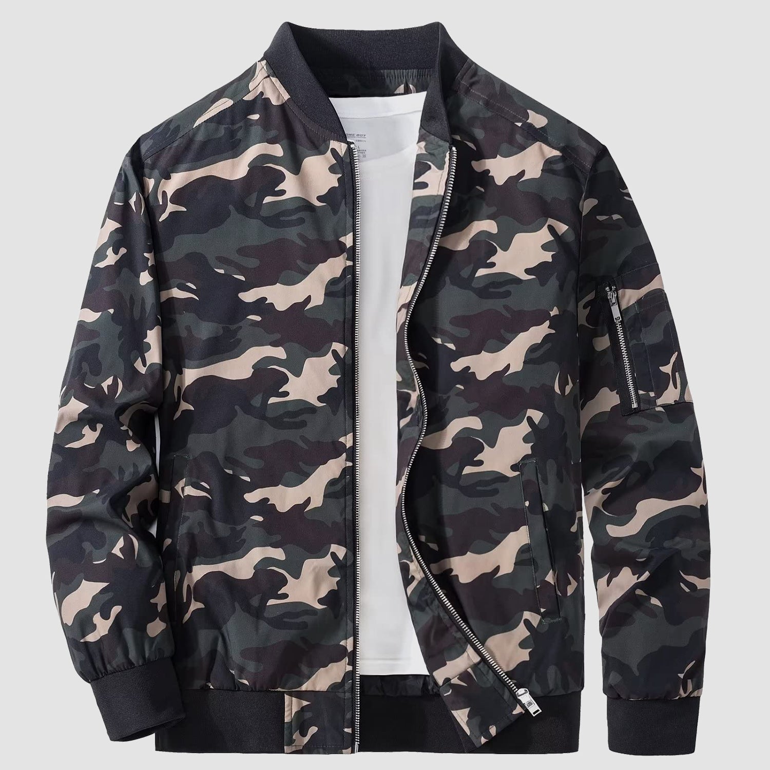 Men's Lightweight Windproof Bomber Jacket with Multi-Pockets – Casual Spring/Fall Outerwear for Men