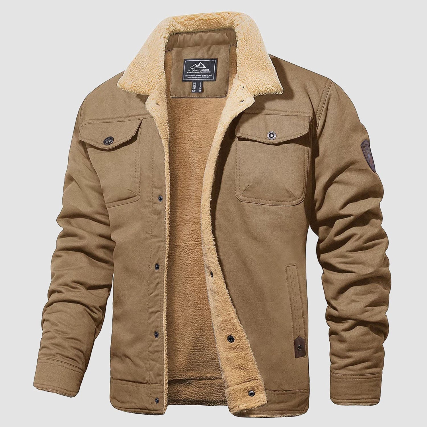 Men's Sherpa Lined Trucker Jacket – Warm Cotton Winter Coat with Multi Pockets for Ultimate Comfort and Style