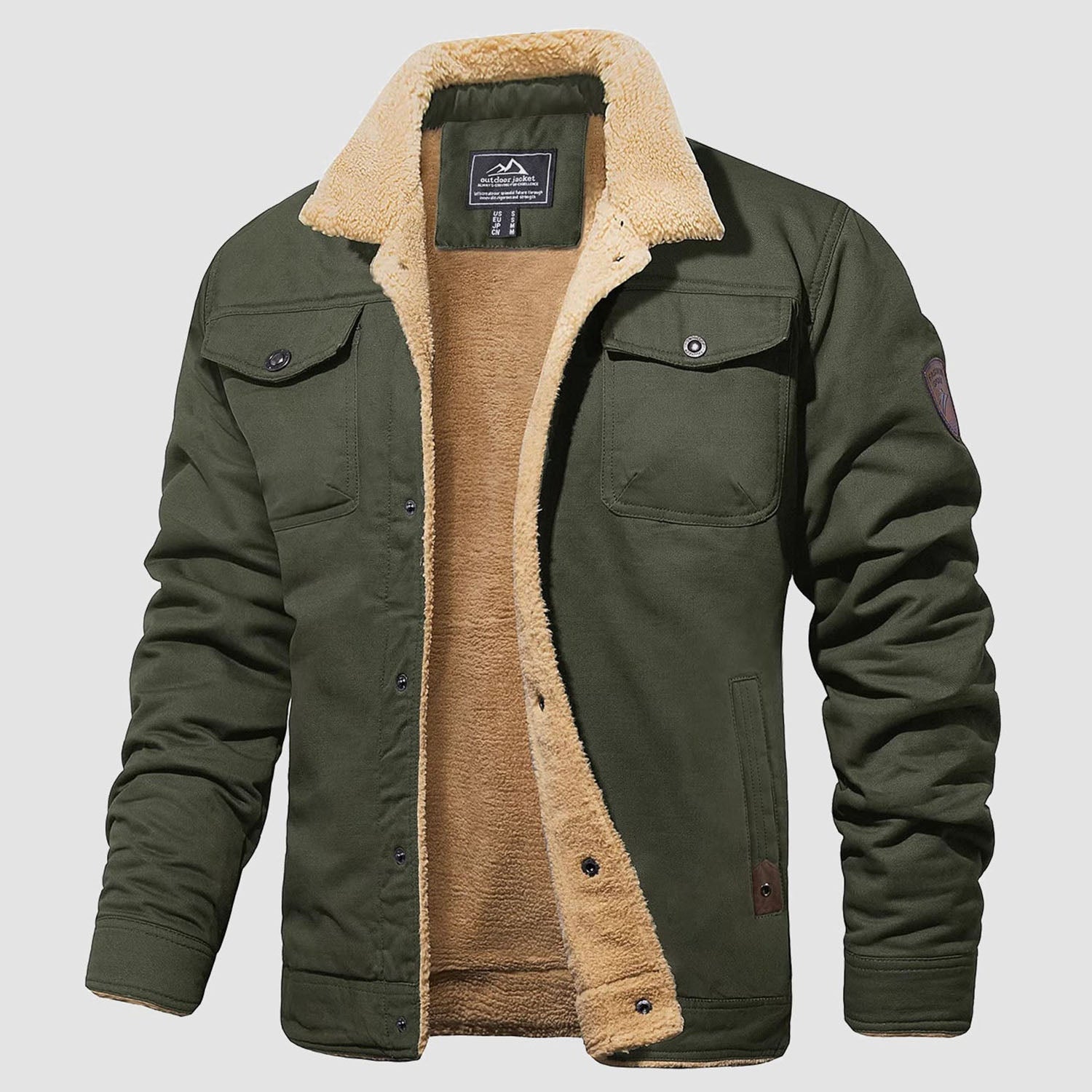 Men's Sherpa Lined Trucker Jacket – Warm Cotton Winter Coat with Multi Pockets for Ultimate Comfort and Style