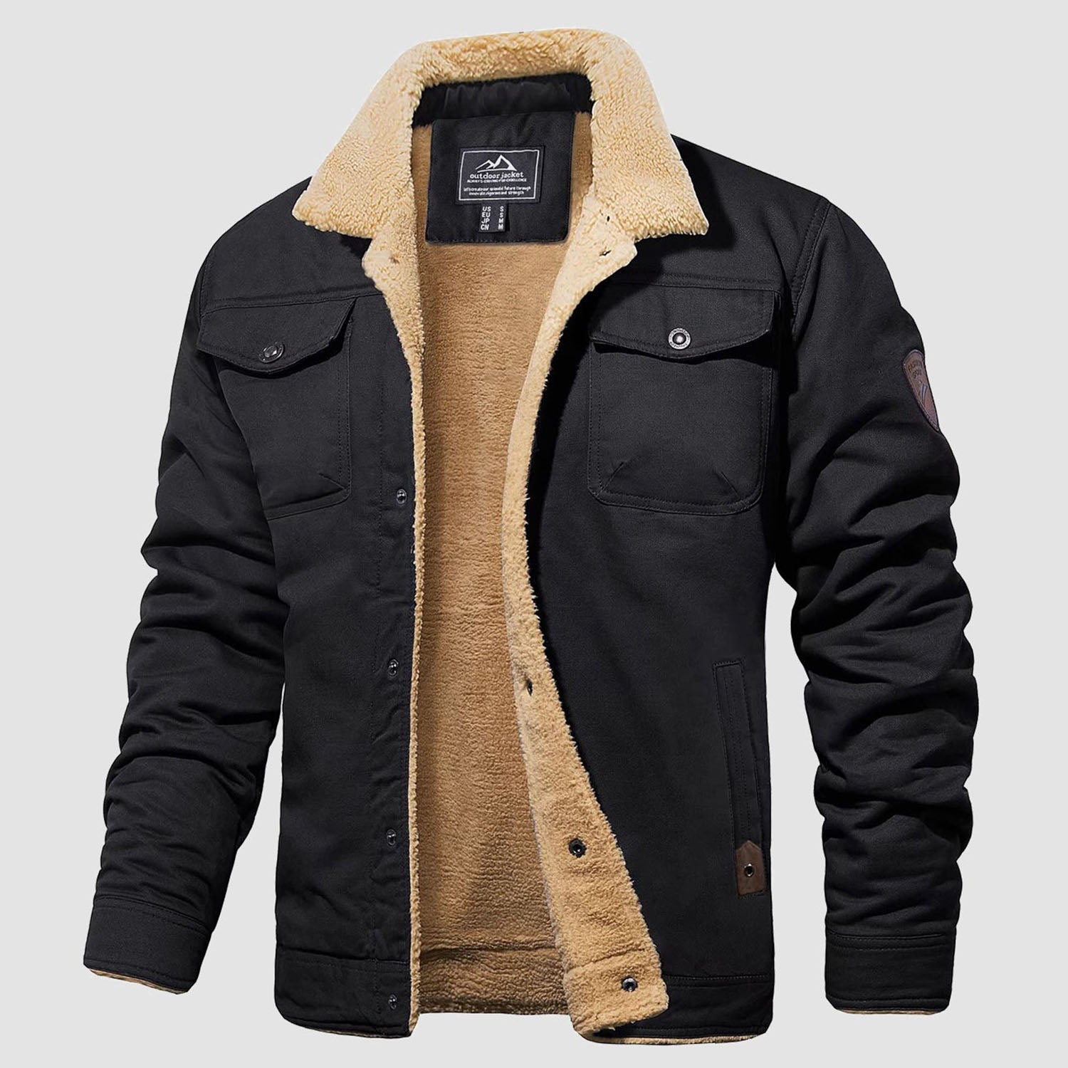 Men's Sherpa Lined Trucker Jacket – Warm Cotton Winter Coat with Multi Pockets for Ultimate Comfort and Style