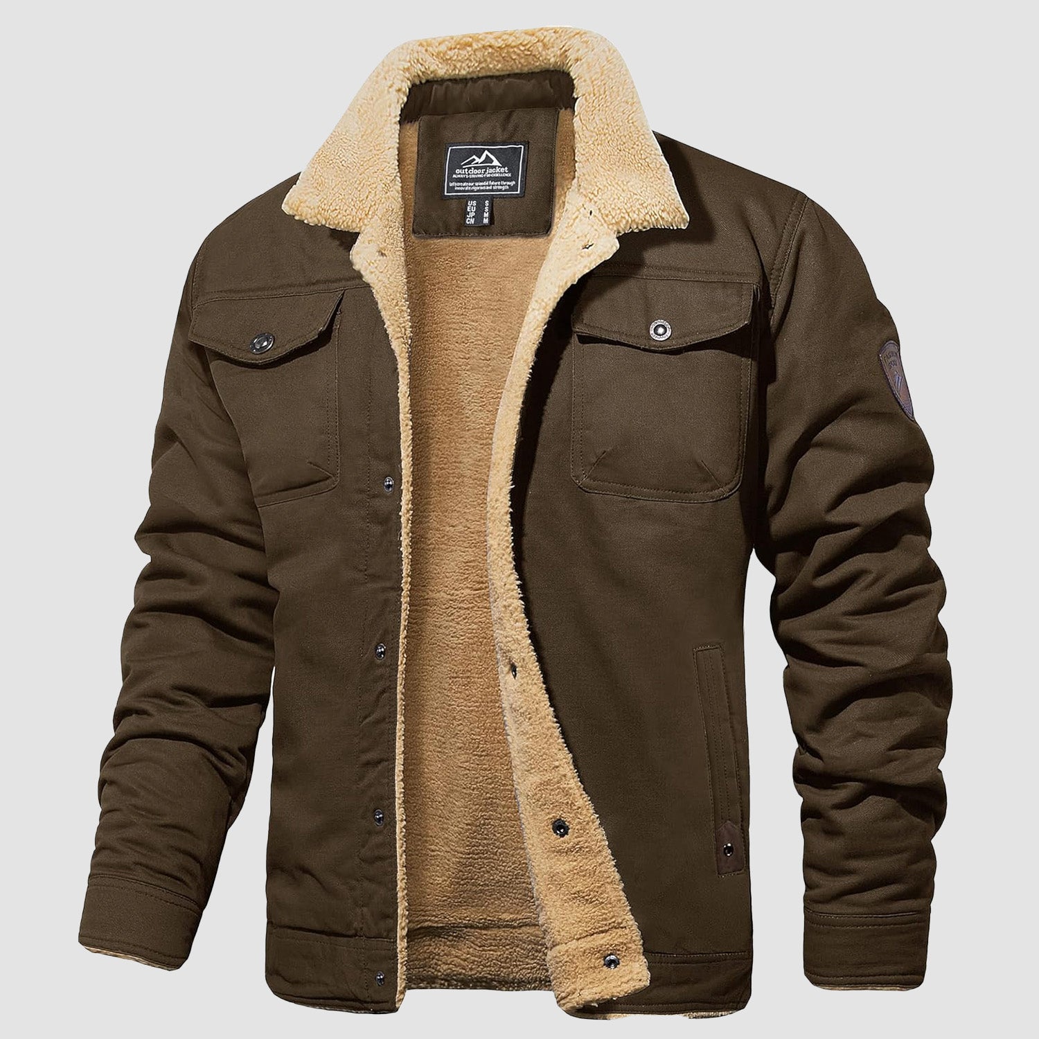 Men's Sherpa Lined Trucker Jacket – Warm Cotton Winter Coat with Multi Pockets for Ultimate Comfort and Style
