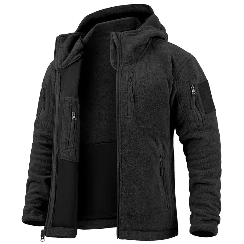 Men's Tactical Fleece Jacket – Warm Full Zip Outdoor Jacket with Multi-Pockets for Winter Activities