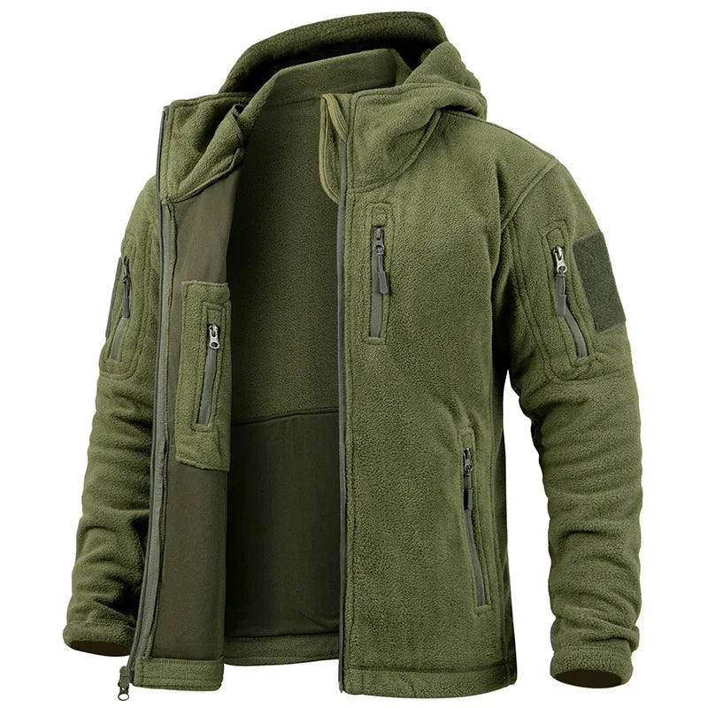 Men's Tactical Fleece Jacket – Warm Full Zip Outdoor Jacket with Multi-Pockets for Winter Activities