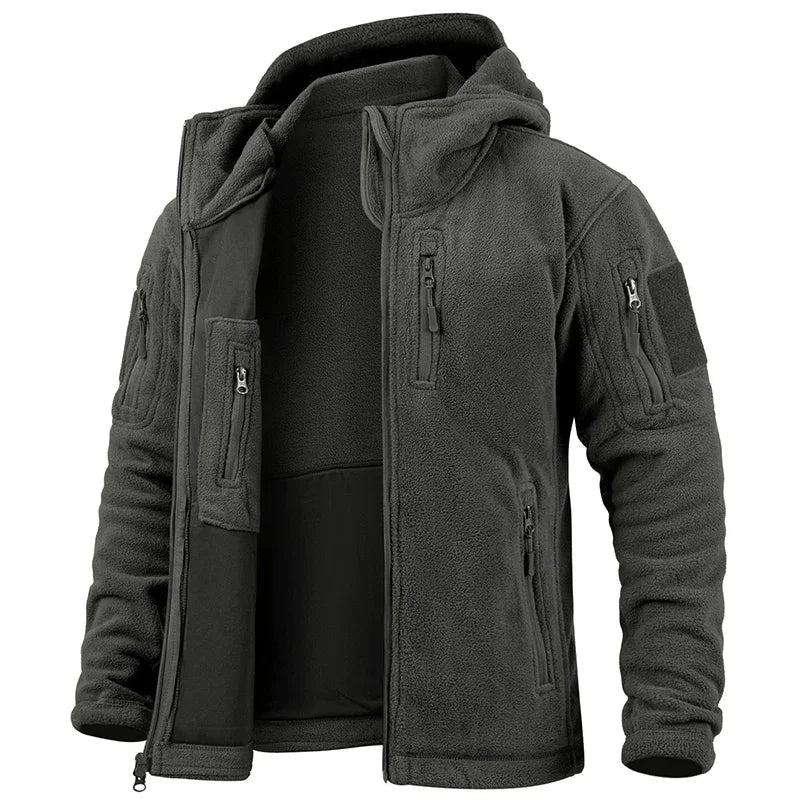 Men's Tactical Fleece Jacket – Warm Full Zip Outdoor Jacket with Multi-Pockets for Winter Activities