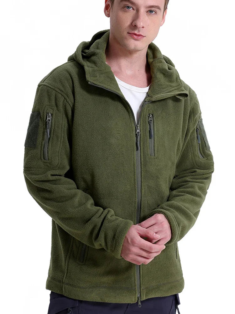 Men's Tactical Fleece Jacket – Warm Full Zip Outdoor Jacket with Multi-Pockets for Winter Activities