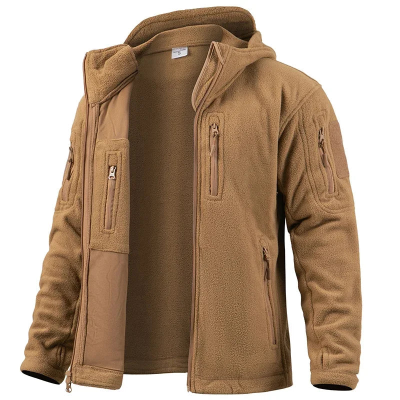 Men's Tactical Fleece Jacket – Warm Full Zip Outdoor Jacket with Multi-Pockets for Winter Activities