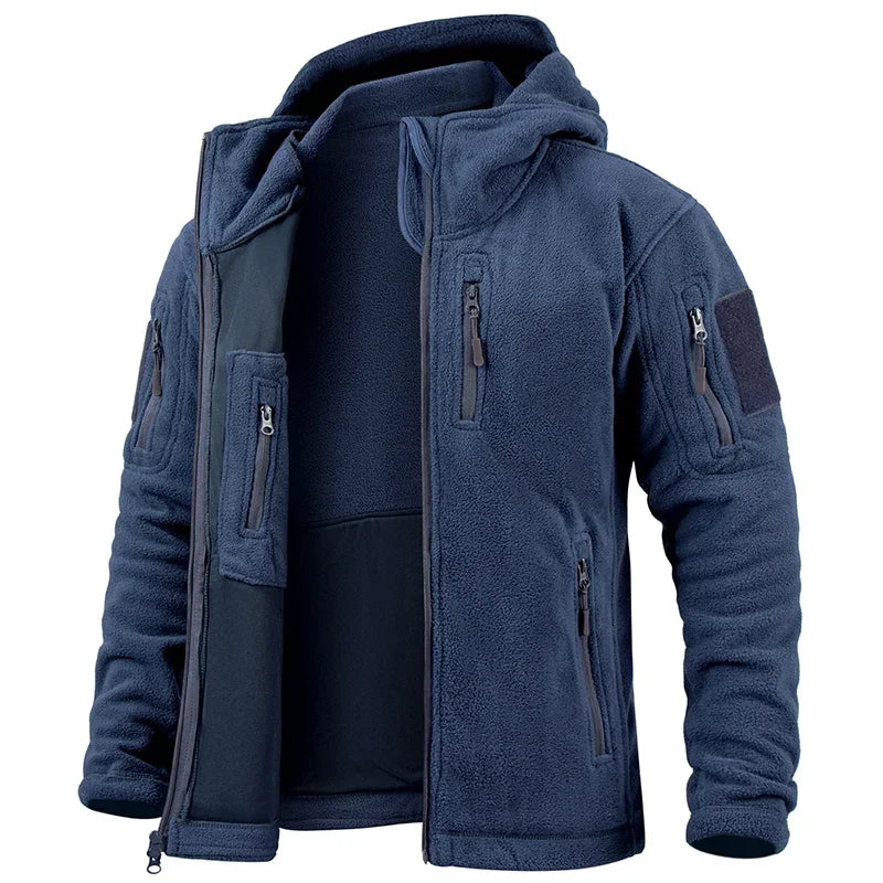 Men's Tactical Fleece Jacket – Warm Full Zip Outdoor Jacket with Multi-Pockets for Winter Activities