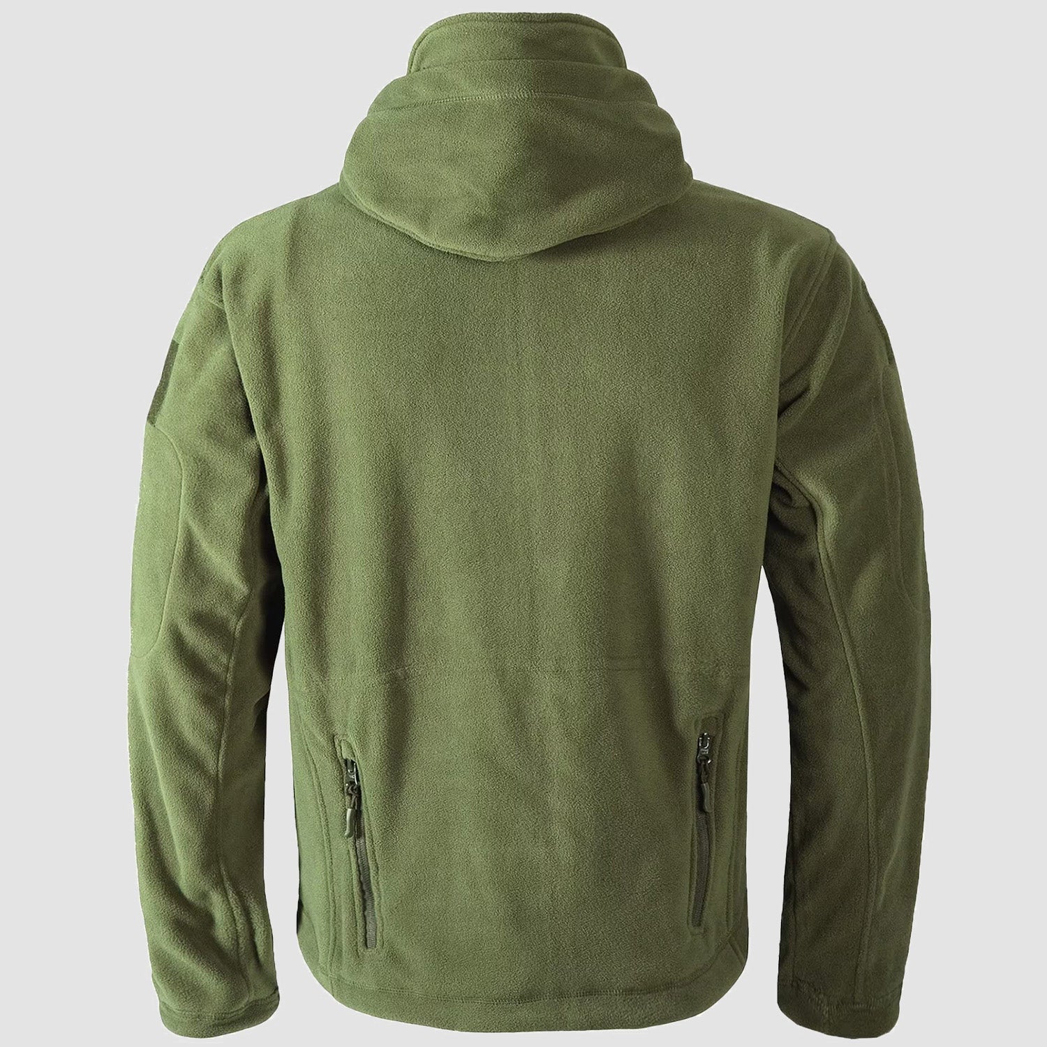 Men's Tactical Fleece Jacket with 6 Zip-Pockets – Warm Windproof Hooded Jacket for Outdoor Activities