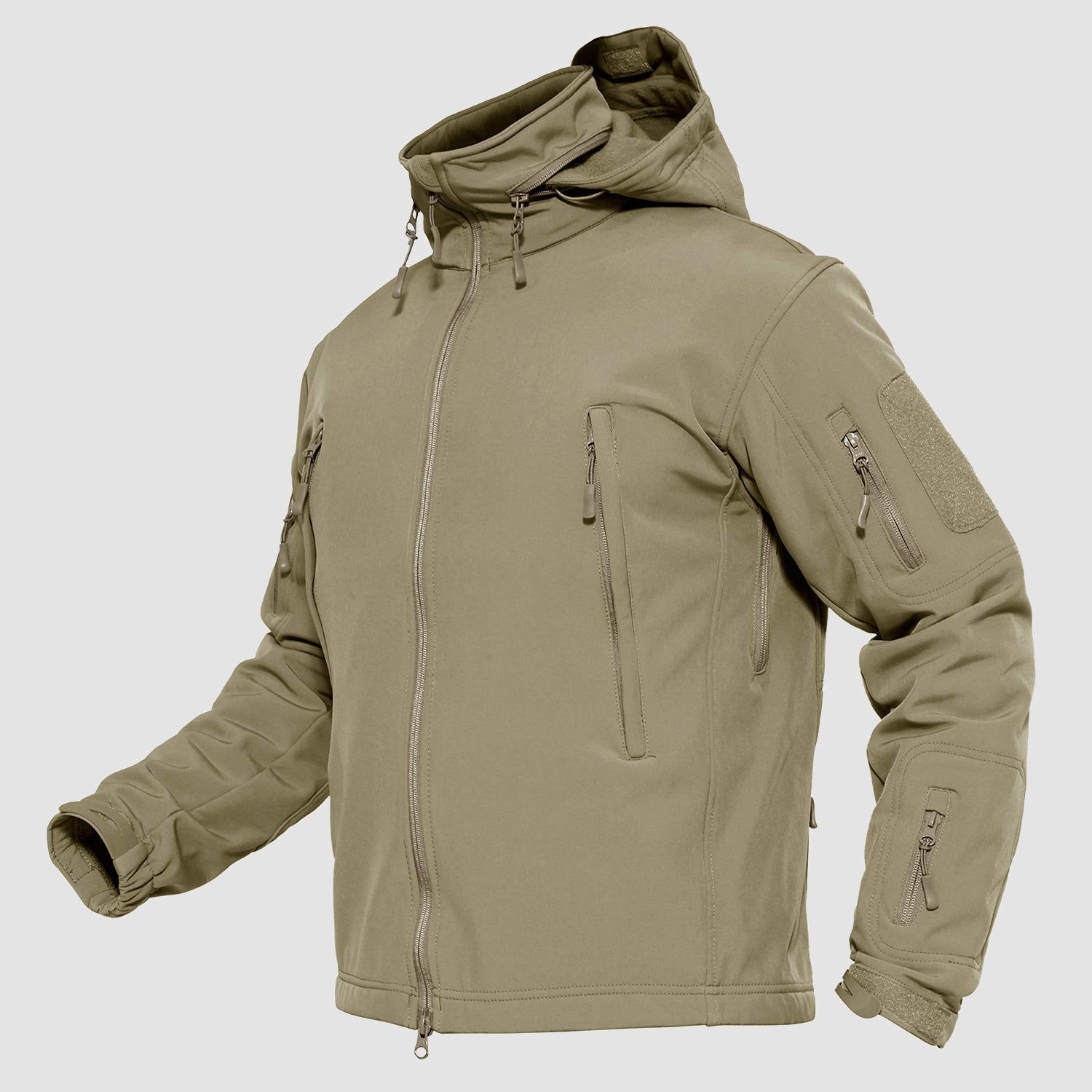Men's Water-Resistant Tactical Jacket with Fleece Lining and Multiple Pockets for Outdoor Activities