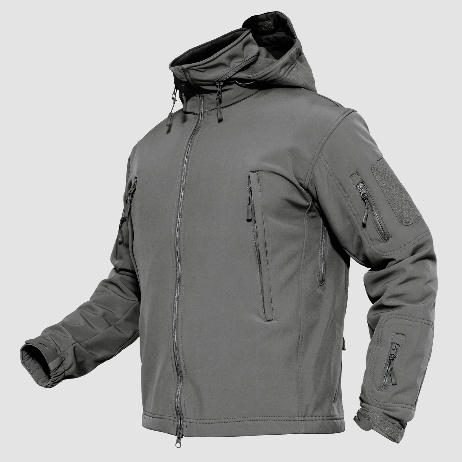 Men's Water-Resistant Tactical Jacket with Fleece Lining and Multiple Pockets for Outdoor Activities