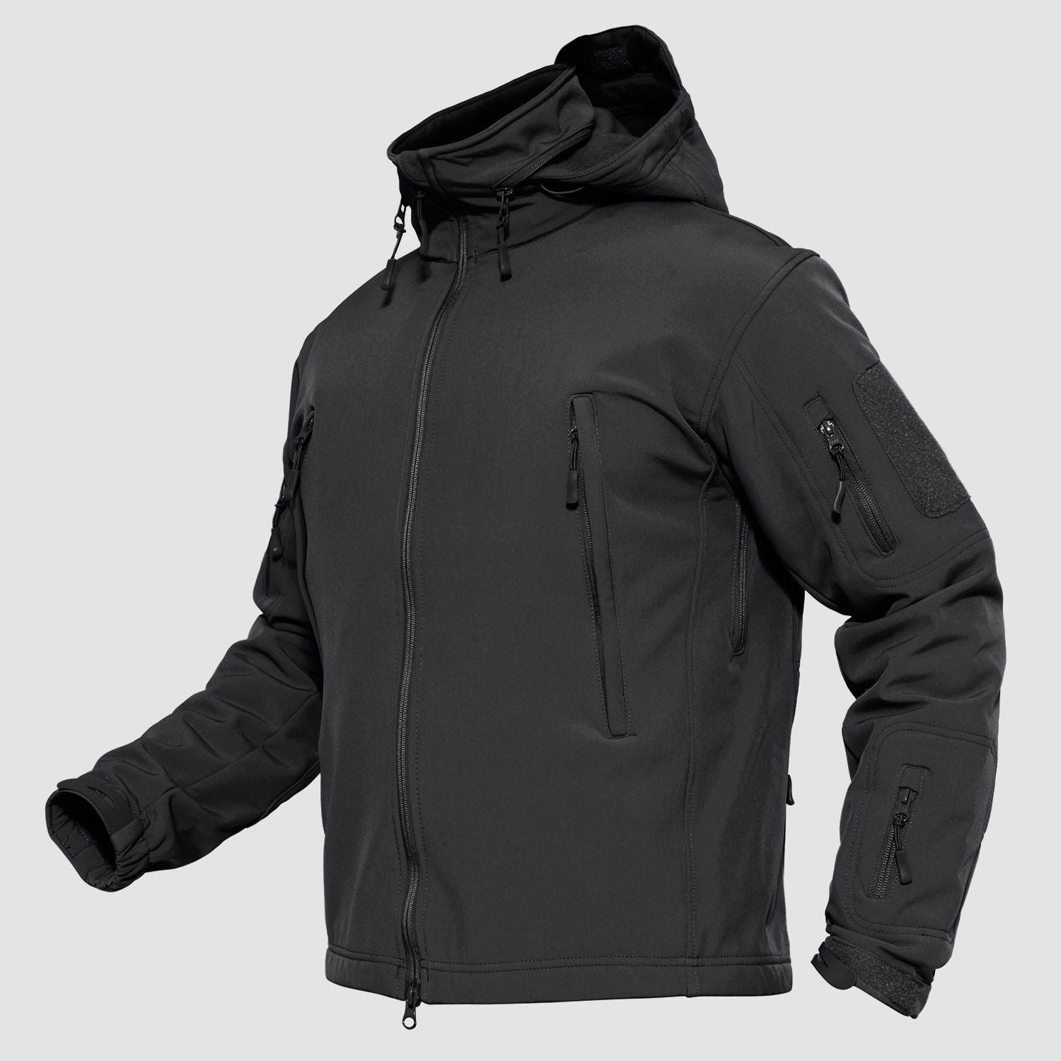 Men's Water-Resistant Tactical Jacket with Fleece Lining and Multiple Pockets for Outdoor Activities