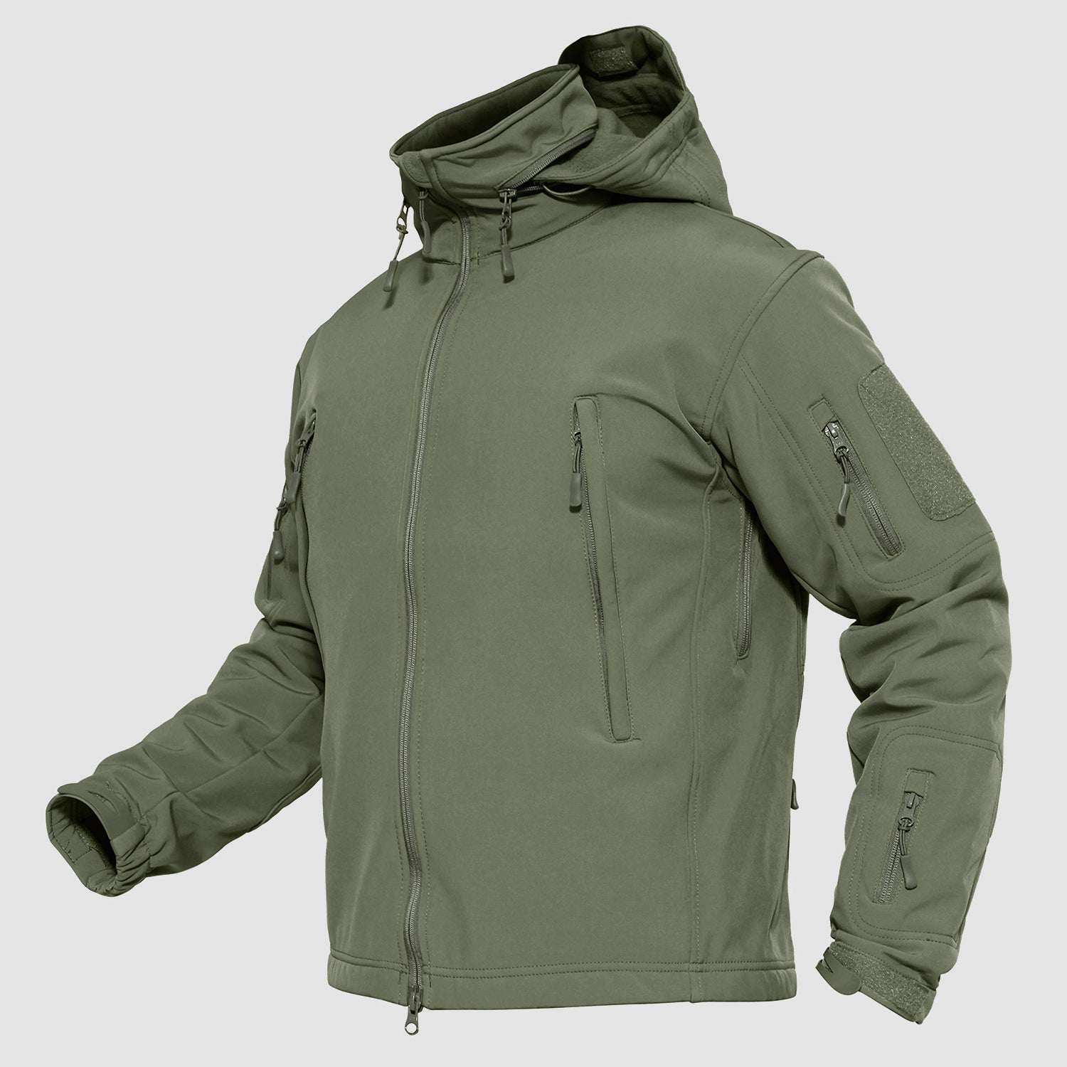 Men's Water-Resistant Tactical Jacket with Fleece Lining and Multiple Pockets for Outdoor Activities