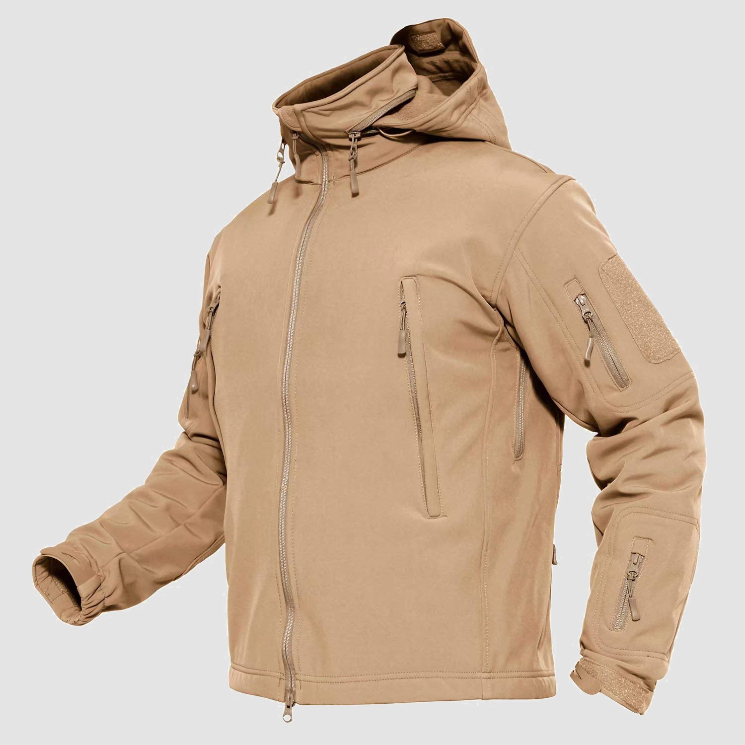 Men's Water-Resistant Tactical Jacket with Fleece Lining and Multiple Pockets for Outdoor Activities