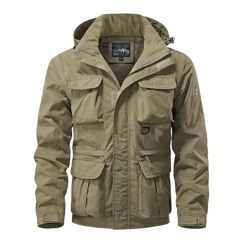 Men's Waterproof Cargo Vest with Detachable Hood – Lightweight Outdoor Jacket for Adventures