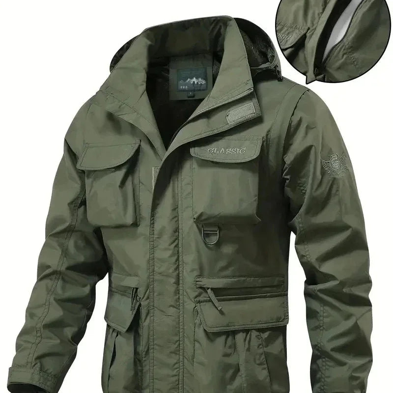 Men's Waterproof Cargo Vest with Detachable Hood – Lightweight Outdoor Jacket for Adventures