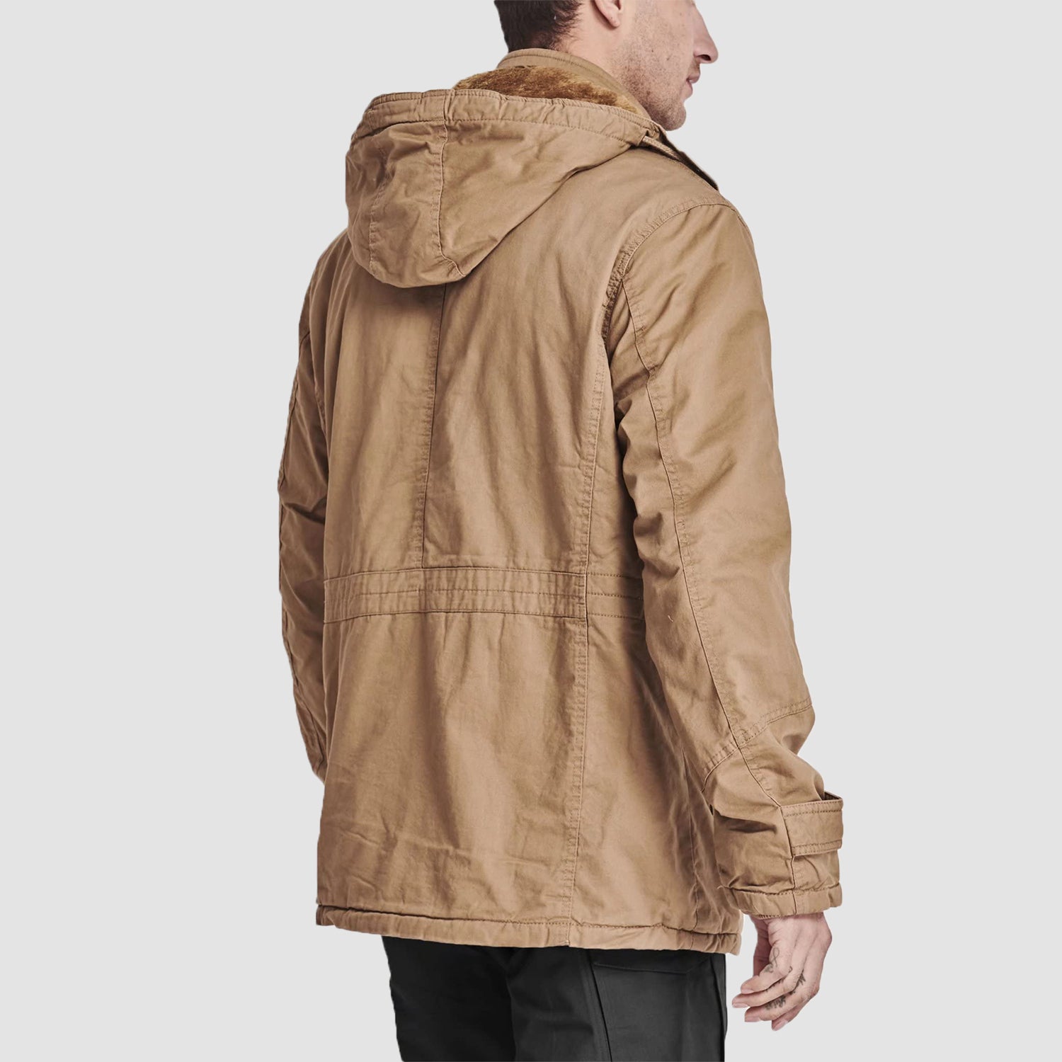 Men's Winter Military Parka Jacket with Fleece Lining, Windproof Design, and Multiple Pockets
