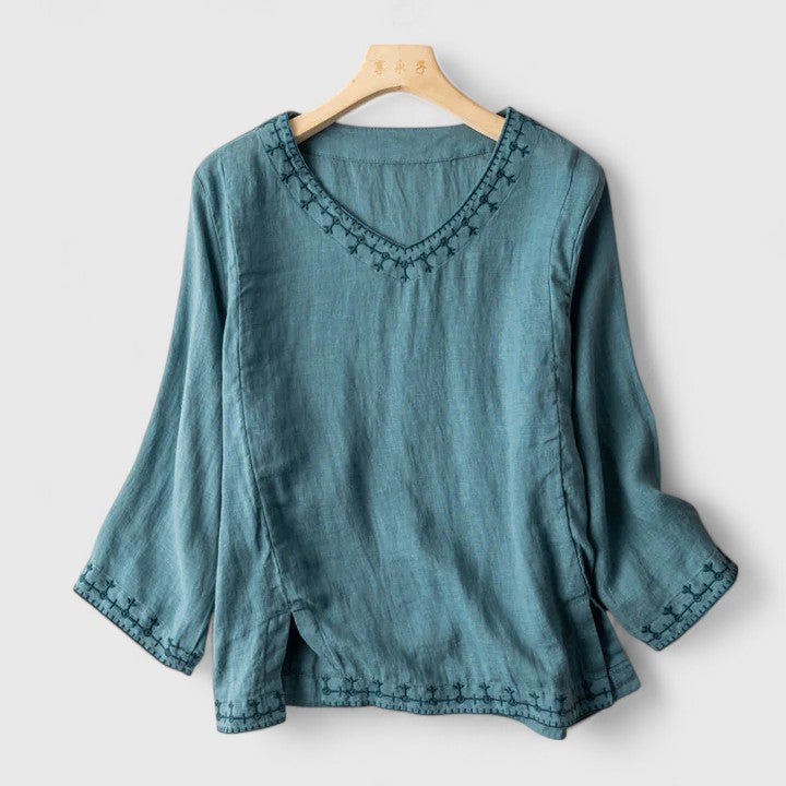 Elegant V-Neck Blouse for Women | Taysia - Stylish & Versatile Top for Any Occasion