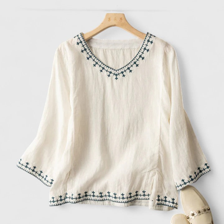 Elegant V-Neck Blouse for Women | Taysia - Stylish & Versatile Top for Any Occasion