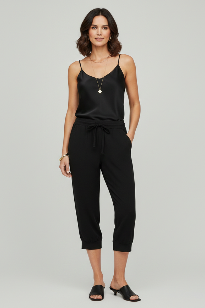 Audrey Women's Capri Trousers - Comfortable Drawstring Waist & Convenient Side Pockets