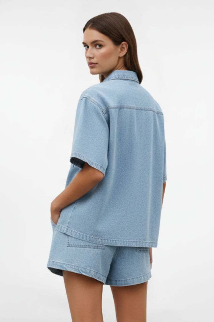 Brooklyn Women's Short Sleeve Lounge Set with Shorts - Comfortable & Stylish Summer Outfit