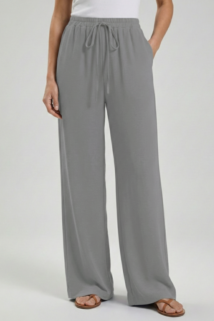 Claire Women's Palazzo Trousers - Comfortable Drawstring Waist & Stylish Side Pockets